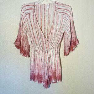 Honey Belle Pink Tie Dye Romper Women Shorts Small Boho Cottage Festival